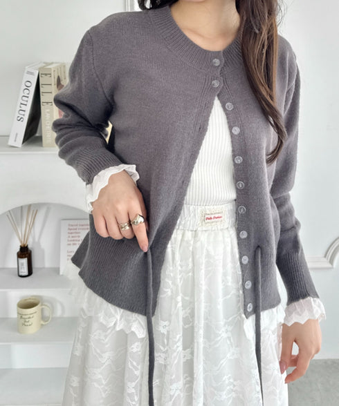 コットンレースリボンニットカーディガン | SL2256085 | グレー