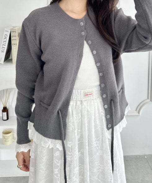 コットンレースリボンニットカーディガン | SL2256085 | グレー