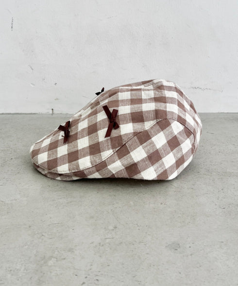 リボンチェックハンチング帽 | SL5256086 | ブラウン