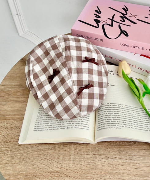 リボンチェックハンチング帽 | SL5256086 | ブラウン