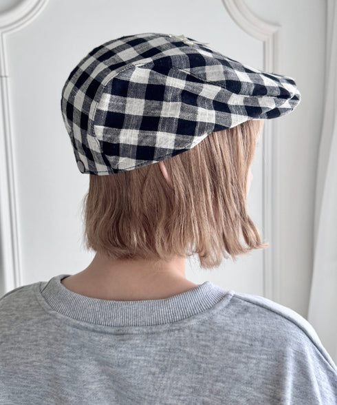 リボンチェックハンチング帽 | SL5256086 | ブラック