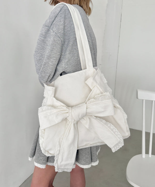 ビッグリボンキャンバストートバッグ | SL1256091 | ホワイト