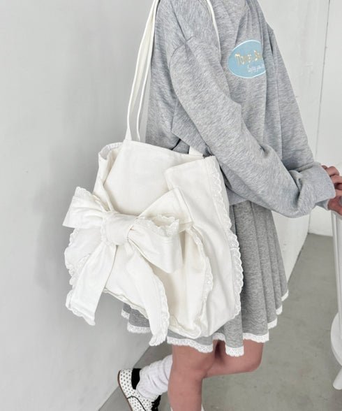 ビッグリボンキャンバストートバッグ | SL1256091 | ホワイト