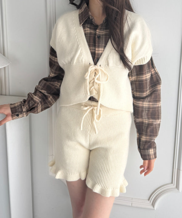 【セットアップ】レースアップベスト+ニットショートパンツ | SL2253028 | アイボリー