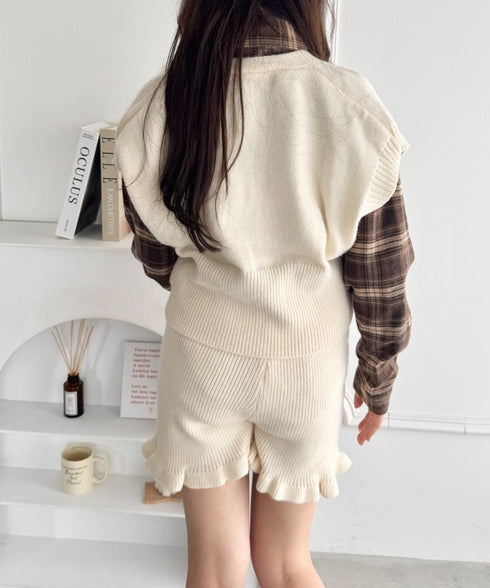 【セットアップ】レースアップベスト+ニットショートパンツ | SL2253028 | アイボリー