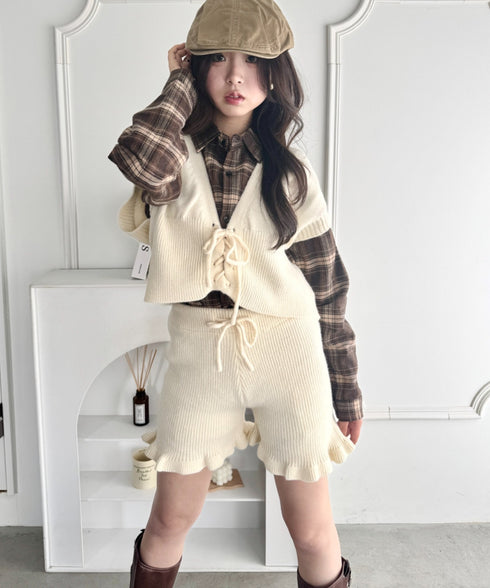 【セットアップ】レースアップベスト+ニットショートパンツ | SL2253028 | アイボリー