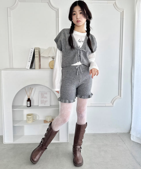 【セットアップ】レースアップベスト+ニットショートパンツ | SL2253028 | チャコールグレー
