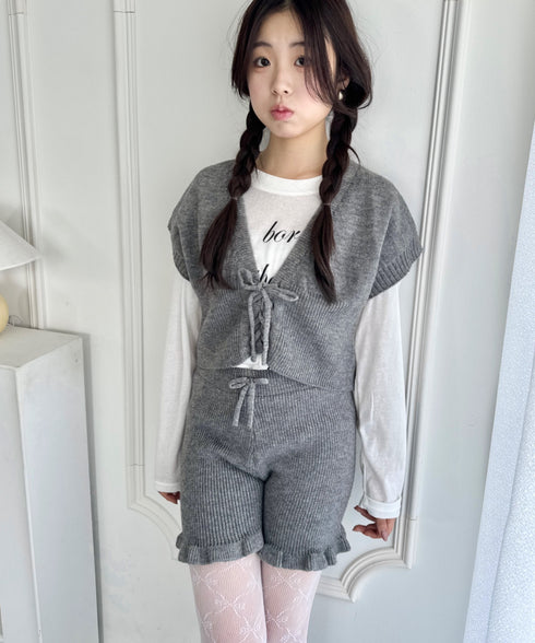 【セットアップ】レースアップベスト+ニットショートパンツ | SL2253028 | チャコールグレー