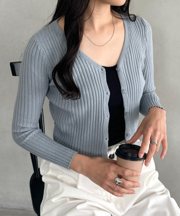 クロップドリブニットカーディガン | CL2253021 | ブルー