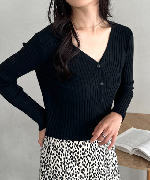 クロップドリブニットカーディガン | CL2253021 | ブラック