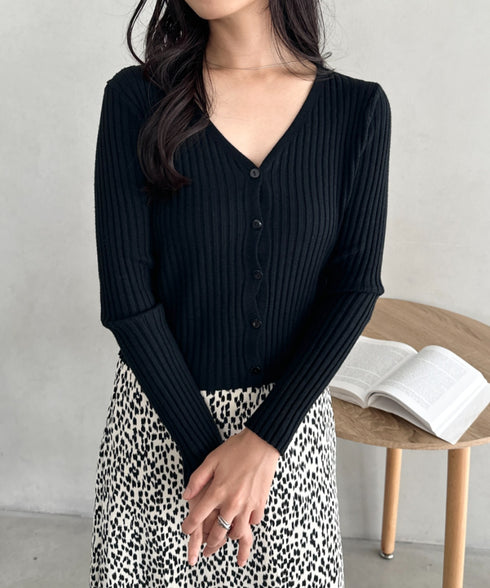 クロップドリブニットカーディガン | CL2253021 | ブラック