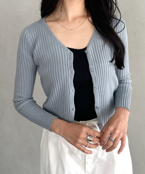 クロップドリブニットカーディガン | CL2253021 | ブルー