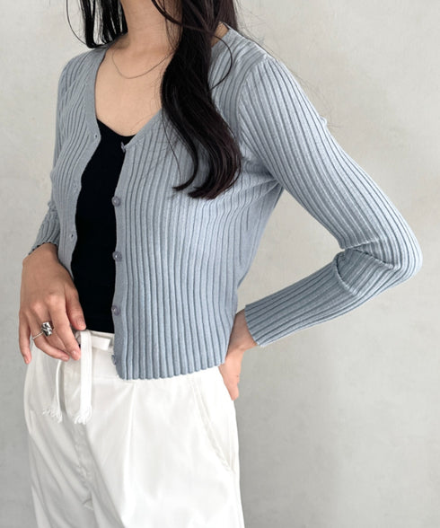 クロップドリブニットカーディガン | CL2253021 | ブルー