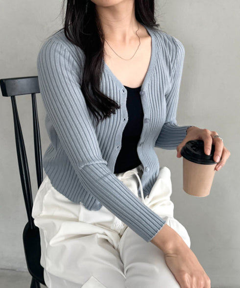 クロップドリブニットカーディガン | CL2253021 | ブルー