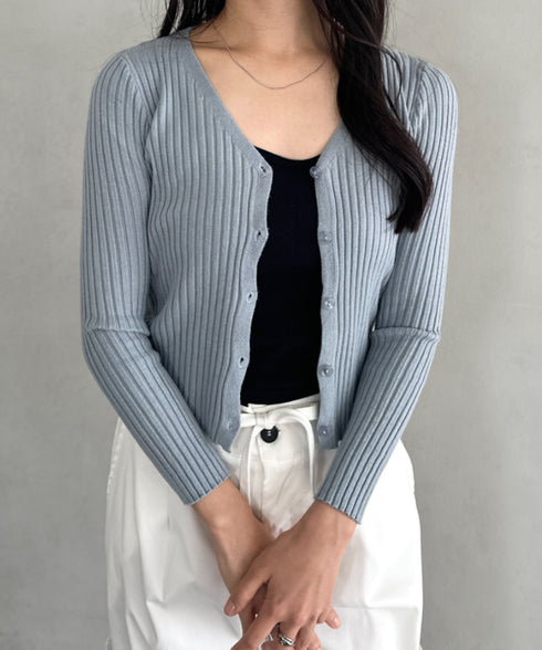 クロップドリブニットカーディガン | CL2253021 | ブルー