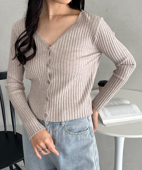 クロップドリブニットカーディガン | CL2253021 | ベージュ