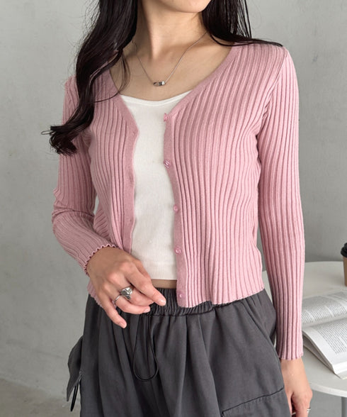 クロップドリブニットカーディガン | CL2253021 | ピンク