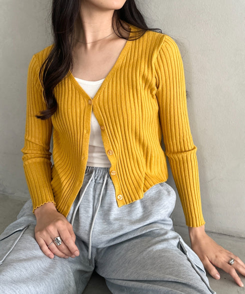 クロップドリブニットカーディガン | CL2253021 | イエロー