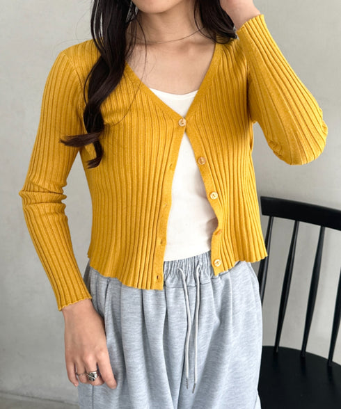 クロップドリブニットカーディガン | CL2253021 | イエロー