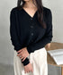 Vネックリブニットカーディガン | CL2253022 | ブラック