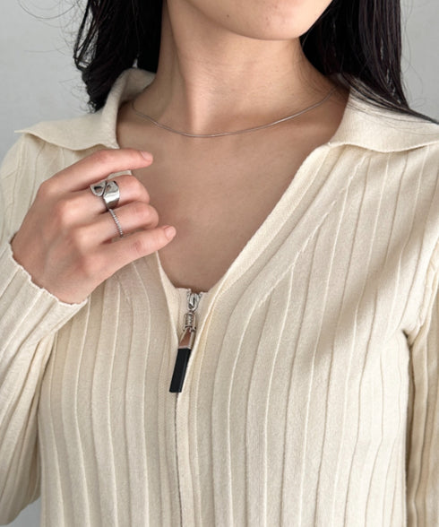 ダブルジップリブVネックトップス | CL2253024 | アイボリー