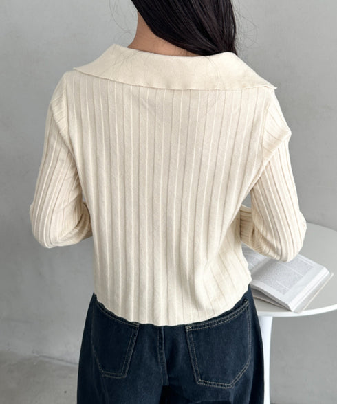 ダブルジップリブVネックトップス | CL2253024 | アイボリー