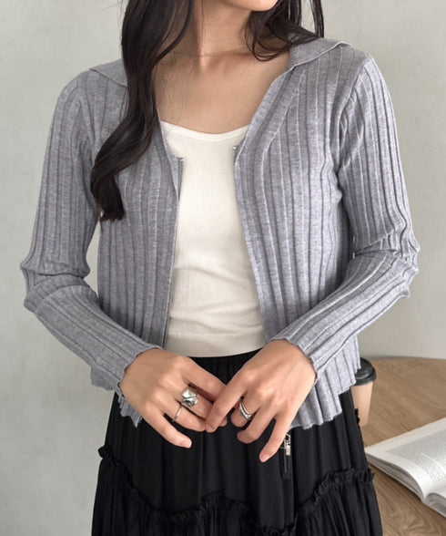 ダブルジップリブVネックトップス | CL2253024 | グレー