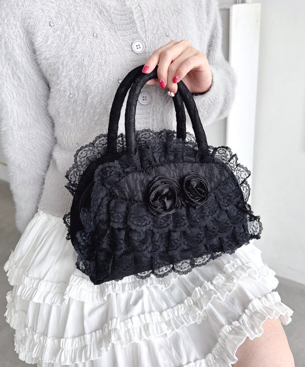 【500mlボトル対応】ローズレースバッグ | LO1256048 | ブラック