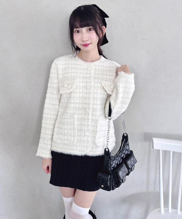 ラメツイードライクニットジャケット | LO2254002 | オフホワイト