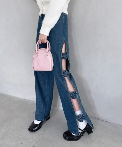 ローズモチーフデニムパンツ | LO2256051 | ブルー