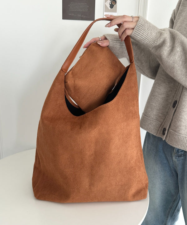 ポーチ付き スウェード風ワンハンドルバッグ | WR1253047 | キャメル