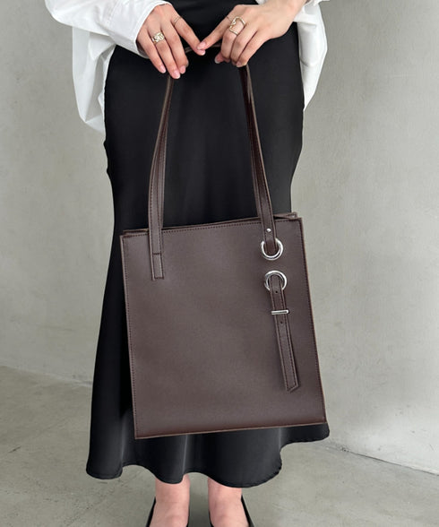 【A4収納可能】スクエア自立PUトートバッグ | MD1253051 | ダークブラウン