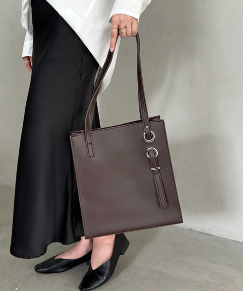 【A4収納可能】スクエア自立PUトートバッグ | MD1253051 | ダークブラウン