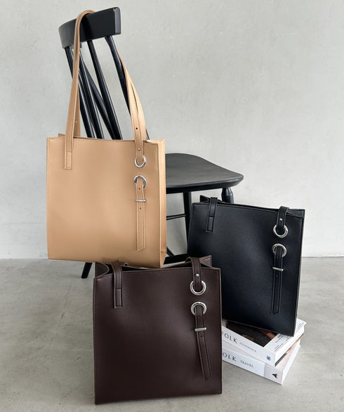 【A4収納可能】スクエア自立PUトートバッグ | MD1253051 | ダークブラウン