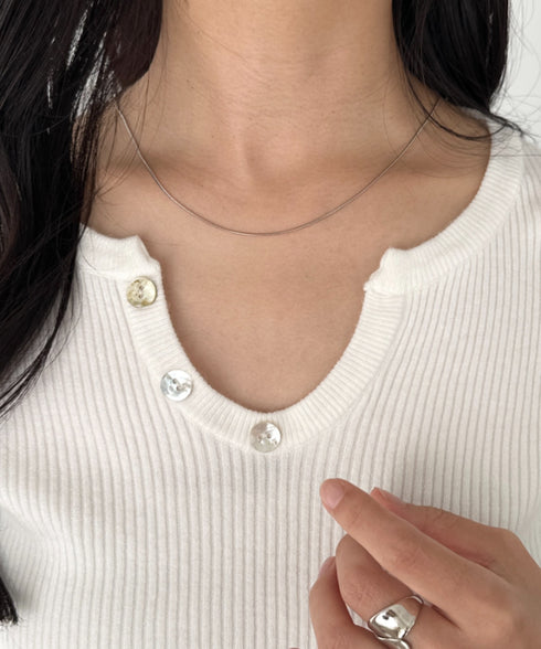 スキッパーネックリブニットトップス | CL2253025 | ホワイト