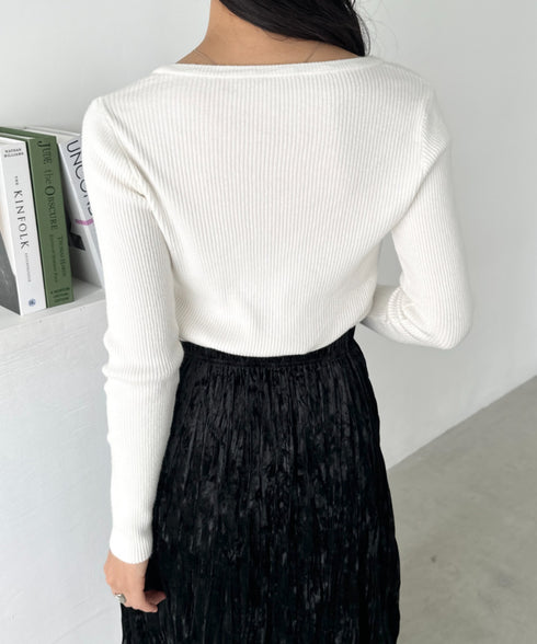 スキッパーネックリブニットトップス | CL2253025 | ホワイト
