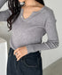 スキッパーネックリブニットトップス | CL2253025 | グレー