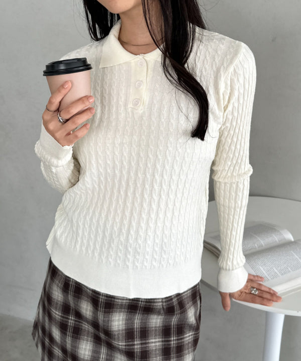 ケーブルポロニットトップス | CL2253026 | アイボリー
