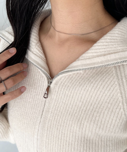 セーラーカラーダブルジップニットトップス | CL2256030 | アイボリー