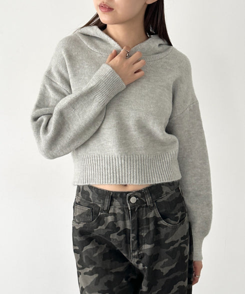 クロップドフーディーニットトップス | BA2256026 | グレー