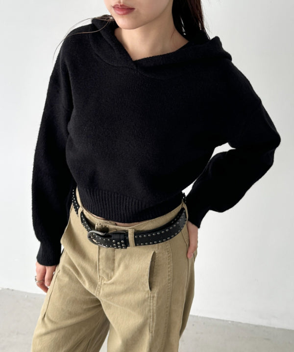 クロップドフーディーニットトップス | BA2256026 | ブラック