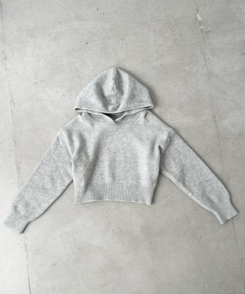 クロップドフーディーニットトップス | BA2256026 | グレー