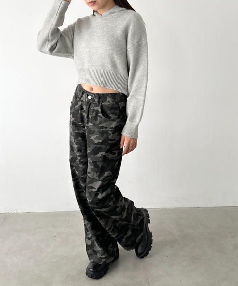 クロップドフーディーニットトップス | BA2256026 | グレー