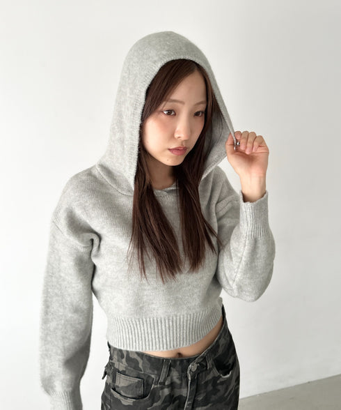 クロップドフーディーニットトップス | BA2256026 | グレー