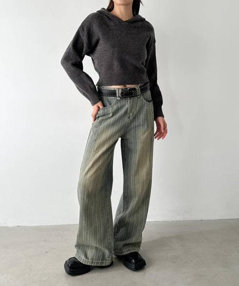 クロップドフーディーニットトップス | BA2256026 | ダークグレー