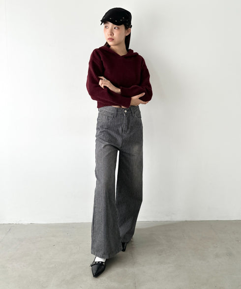 クロップドフーディーニットトップス | BA2256026 | レッド