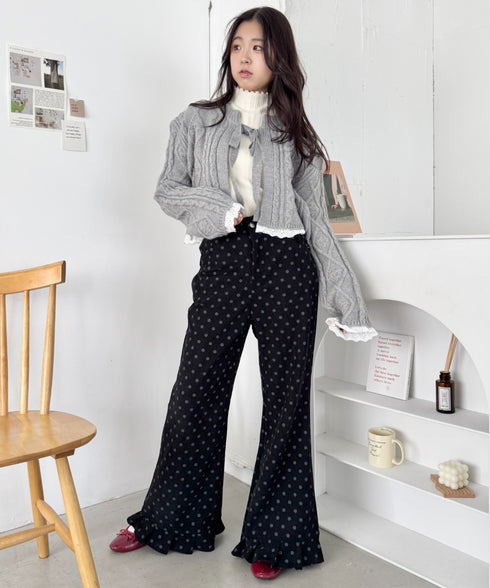 裾フリルドットコーデュロイパンツ | SL2256095 | ブラック