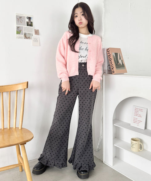 裾フリルドットコーデュロイパンツ | SL2256095 | グレー