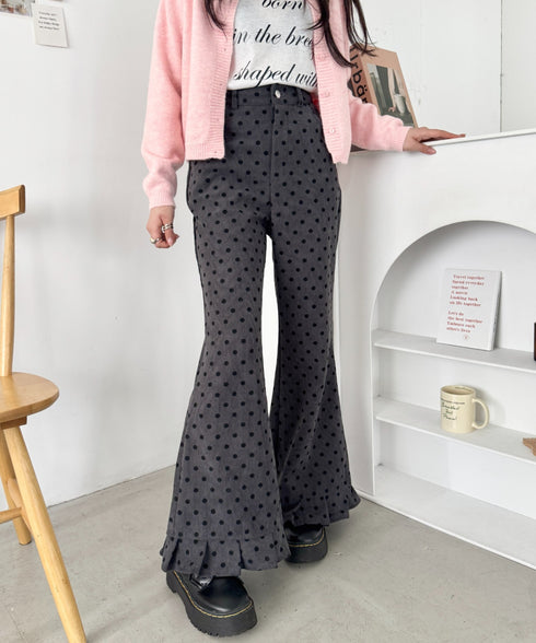 裾フリルドットコーデュロイパンツ | SL2256095 | グレー