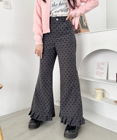 裾フリルドットコーデュロイパンツ | SL2256095 | グレー